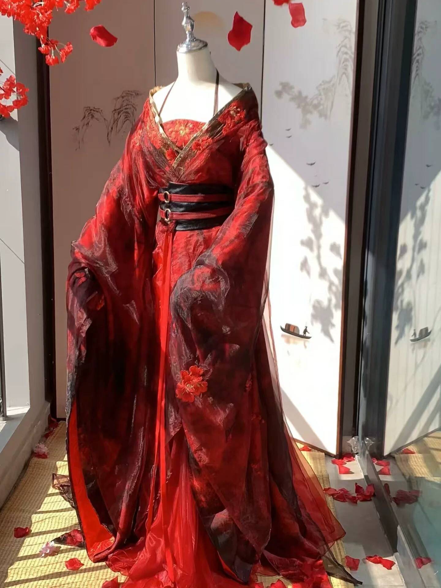 Embroidery Style - Yeni Datura Kırmızı Hanfu Kadınlar Antik