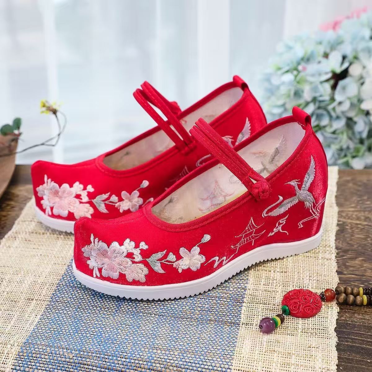 Embroidery Wedding - Kadınlar İçin İç İşlemeli Ayakkabılar Kalın