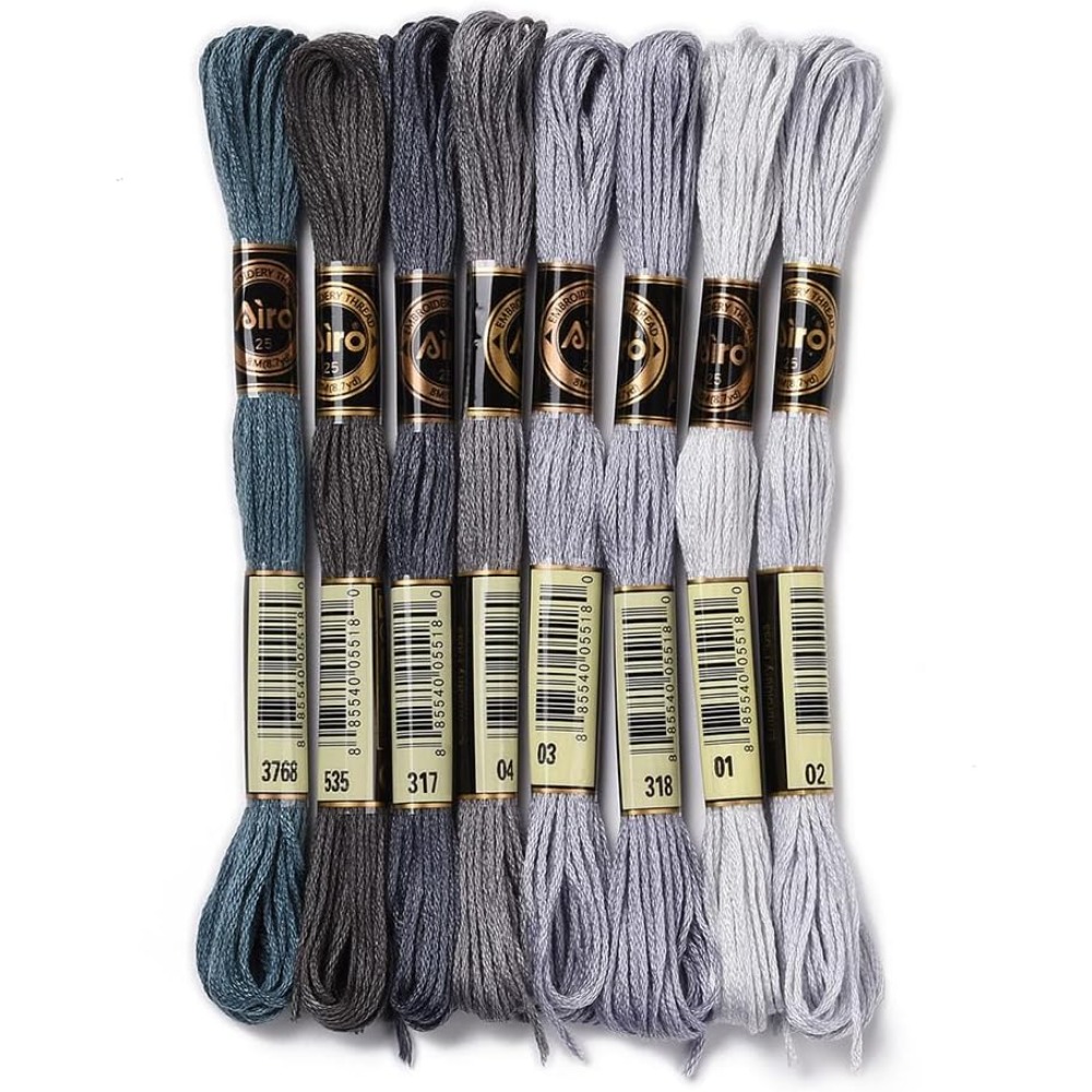 Embroidery Floss - 8 Skeins 70 Metre Gri Dostluk
