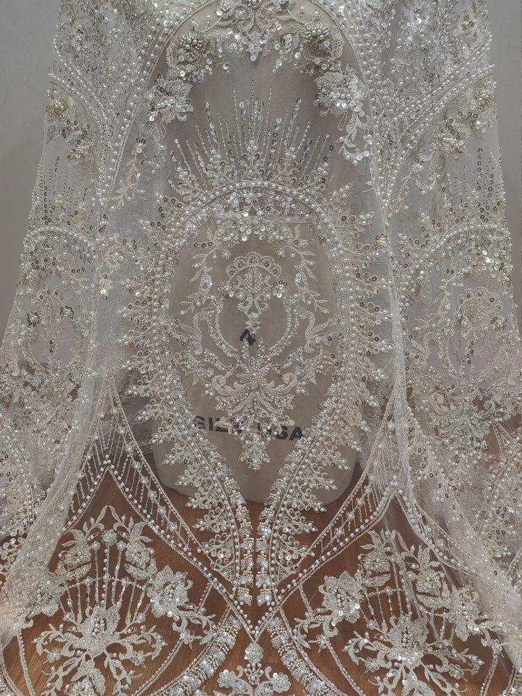 Embroidery Wedding - 1 yard beyaz yüksek yoğunluklu örgü