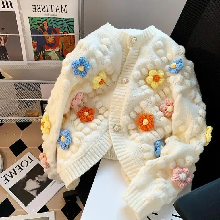 Embroidery Thread Yarn - Kawaii Kazak 3D Çiçek Nakış Örme