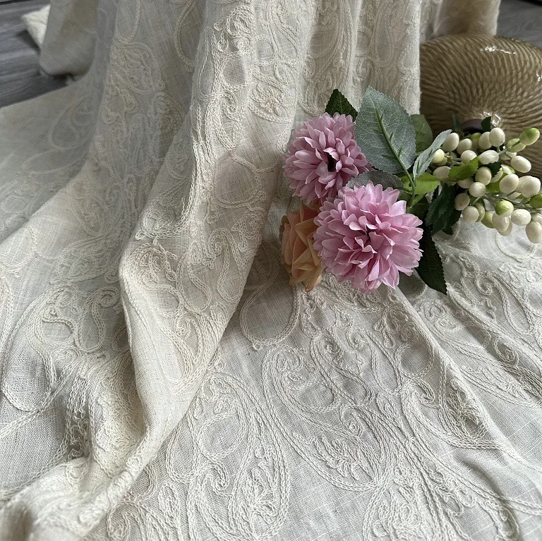 Saf keten bazlı kumaş, pamuk i - Embroidery Chain Stitch incelemesi ve fiyatı
