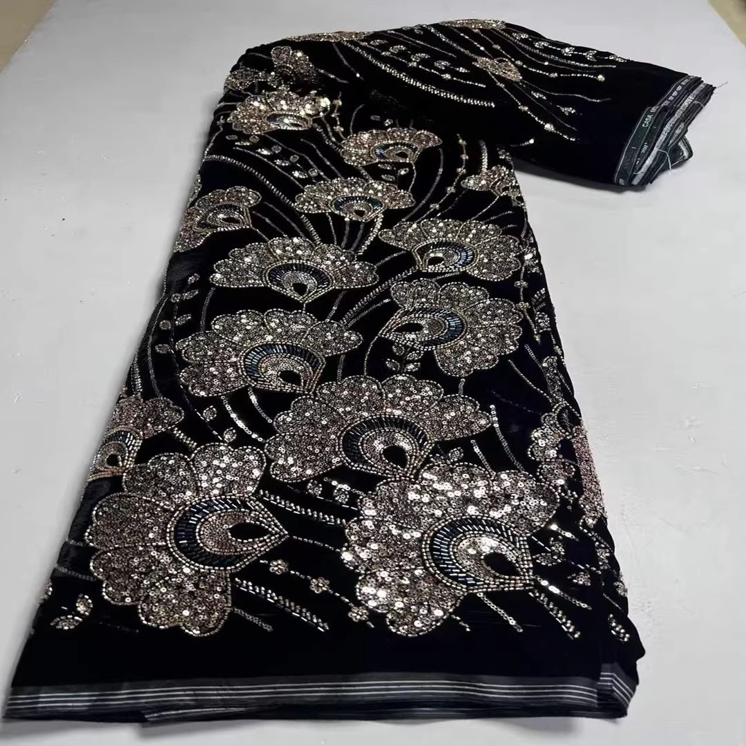 5 yard Yeni kadife kumaş Pul b - Embroidery Wedding incelemesi ve fiyatı