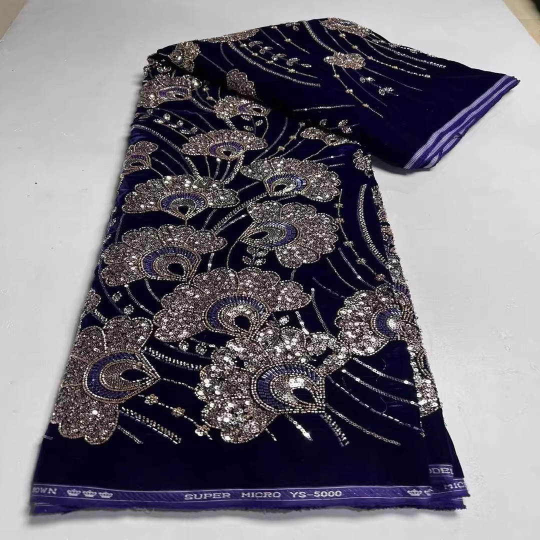5 yard Yeni kadife kumaş Pul b - Embroidery Wedding incelemesi ve fiyatı